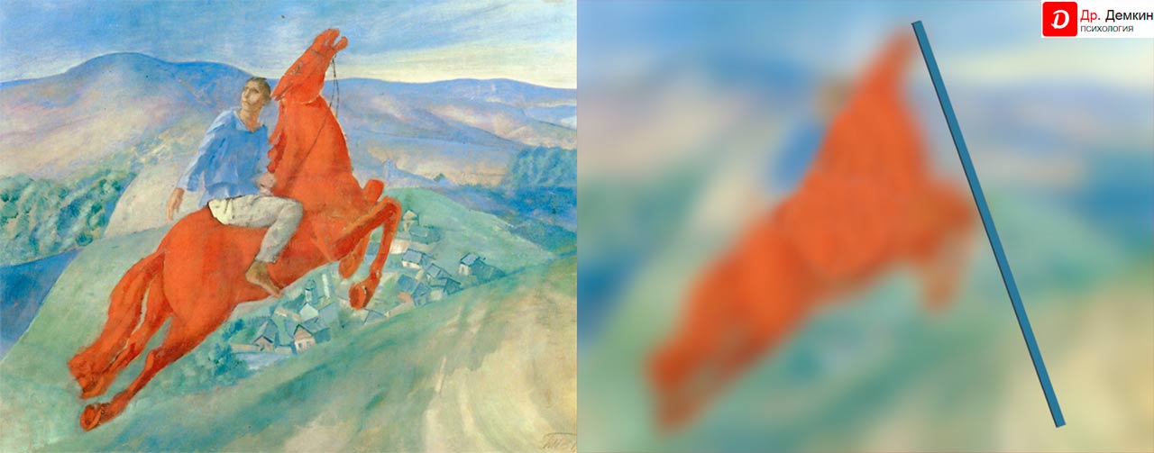 Первообраз картины Фантазия Петрова-Водкина - красный конь и красный флаг